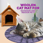 Cat Bed Mat Natural Merino Wool Cozy Large Carpet Pad for Pet Cats Kitty Small Dog House Warm Organic Sheep Wool Scratch Floor Mats Rug Bedding (Gray Tiger, Large)