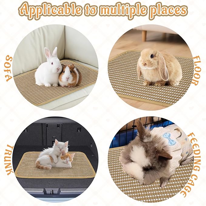 Rabbit Scratching Pad, Sisal Scratching Pad for Bunny, Guinea Pig, Cat. Resting Mats for Cages, Forage Grass Mat Indoor Essentials Accessories (2PCS)