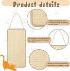 2 Pack Sisal Door Cat Scratching Mat Double Use Hanging Scratcher Wall Floor Mount Cat Scratch Mat Kitty Scratching Pad for Indoor Kitten with Hemp Rope, 7.87"x19.69"(Regular,Natural)
