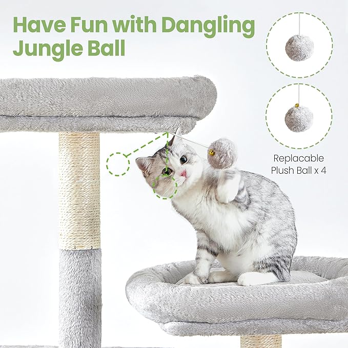 Cat Tree Tower for Indoor Cats Large Adult - 65 inch Extra Tall Cat Condo Trees with Scratching Post Hammock Perch - XL Sturdy Big Heavy Duty Multi Level Cat House Towers - Kitty Climbing Furniture
