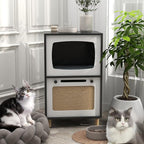 TaoHFE Cat Hideaway Modern Cats Furniture for Living Room Cat Houses for Indoor Cats with Scratching Pad & Soft Cushion, Cats Beds for Indoor TV Design end Table, Black