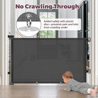 Retractable Baby Gate for Stairs, 55" Wide Mesh Dog Gate Indoor, 34" Tall Child Gate for Doorways, Hallways, Deck, Indoor Outdoor Pet Baby Safety Essentials for Home, Black