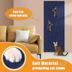 Cat Scratching mat Self-Adhesive, Trimmable Furniture Protector for Couch, Sofa, Wall & Cat Trees - Durable Scratch Pad with Nano Tape, DIY Climbing Carpet for Indoor Cats (Dark Blue, 23.6"x15.8")