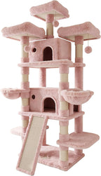 SHA CERLIN 81 Inches Extra Large Cat Tree for Indoor Adult Cats/XXL Big Cat Tower with Condo/Cozy Perches/Sisal Scratching Posts and Hammocks/Activity Center/F80/Heavy Duty/Pink