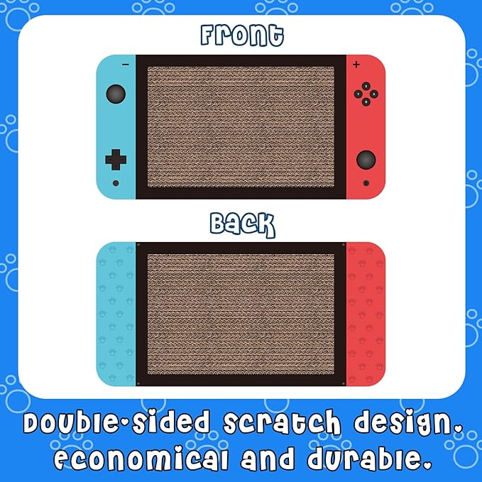 Gaming Cat Scratcher, Double Sided Cat Scratching Pad with Stickers, Game Theme Cute Kitten Interactive Toy, Kitten Toy & Cat Scratching Pad