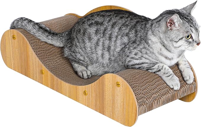 Simple Deluxe Cat Scratcher Cardboard Bed, Scratch Lounger for Scratching &Sleeping, 23.6“ Scratching Board Furniture Protector, Curved