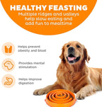 Outward Hound Fun Feeder Slo Bowl – Large 4‑Cup Capacity, Slow Feeding, Medium to Large Dogs, Non‑Slip, Orange, Swirl Pattern