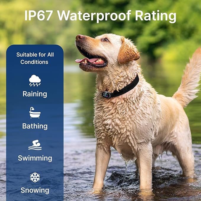 My Pet Command 2-1 Dog Bark Collar with 300Ft Fob Remote Tag. Smart AI Anti Barking Training Rechargeable 5 Sensitivity Levels, Beep Vibration, Shock (Optional). L,M,S Dogs Waterproof 2 Collar Kit