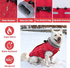 Malier Dog Coat, Reflective Dog Jacket Waterproof Windproof Puppy Cold Weather Coats with Harness Built in, Winter Extra Warm Pet Coat Fleece Vest for Small Large Pets and Puppy (Red, Small)