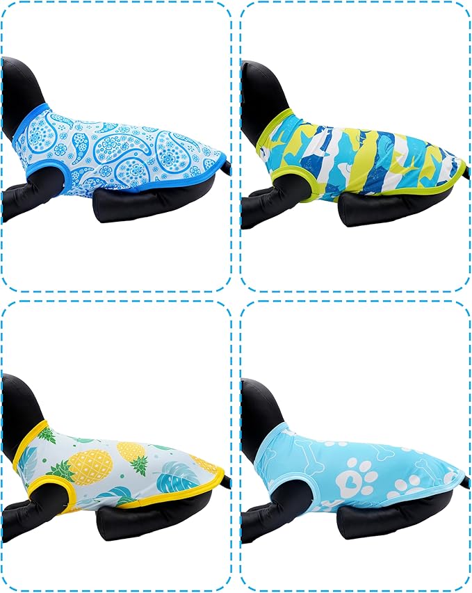 PET SHOW 4 Pack Summer Dog Shirts for Large Dogs Boy UPF 50+ UV Sun Protection Cooling Clothes Tank Top Shark Dog T-Shirts Pet Holiday Party Sleeveless Vest Blue(XXX-Large)