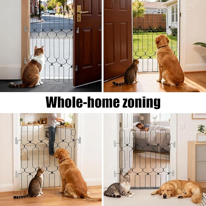 Retractable Dog Gate for Front Door, 35" Safety Metal Pet Gate for Dogs When Opening, Easy Install Front Entry Dog Door Barrier