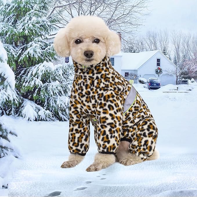 Dog Coats for Small Dogs, Polar Fleece Dog Pajamas Bodysuit for Small Medium Dogs, Dog Winter Jacket Dog Sweater Dog Vest for Small Dog, Dog Four-Legged Warm Clothes