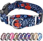 Hikiko Martingale Collar for Dogs Cute Floral Dog Collar for Small Medium Large Dogs Soft Nylon Flower Dog Collars (Plum Blossom,Large)