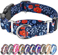Hikiko Martingale Collar for Dogs Cute Floral Dog Collar for Small Medium Large Dogs Soft Nylon Flower Dog Collars (Plum Blossom,Medium)
