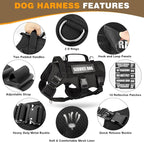 WINSEE Service Dog Vest Harness for Medium Dog, Tactical Working MOLLE Vest with 10 Pet Patches, No Pull Heavy Duty Harness for Training Walking