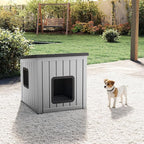 Dog House Small Dog Houses Outdoor with Sloped Roof Waterproof Ventilated Design Easy to Clean Elevated Floor Easy Assembly for Middle Sized Dogs(Grey 24.65"*21.5"*22.21")
