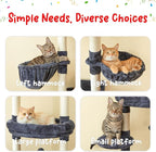 Cat Tree, Floor to Ceiling Cat Tower Adjustable Height [92.9-102.4in=235-258cm], 7 Tiers Cat Climbing Play House with Scratching Post, Cozy Condo&Hammocks for Indoor Cats, Smoky Grey
