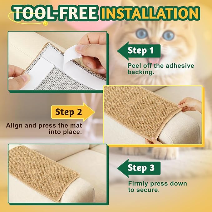 Corner Cat Scratcher | Cat Scratchers Wall Mounted with Faux Sisal & Carpet Pad, 23.6x11.8 Inch Furniture Protector for Indoor Cats to Protect Couches & Walls