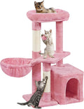 Topeakmart 34''H Cat Tower, Cute Cat Tree with Condo Nest Platform Scratching Posts, Activity Center for Indoor Cats Play & Rest