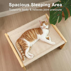 FUKUMARU Dog Bed, Large Breathable Elevated Cat Hammock, Wooden Cat Beds for Outdoor and Indoor, 21 Inch Raised Pet Beds Suitable for Cats, Puppy, Bunny and Small Animal