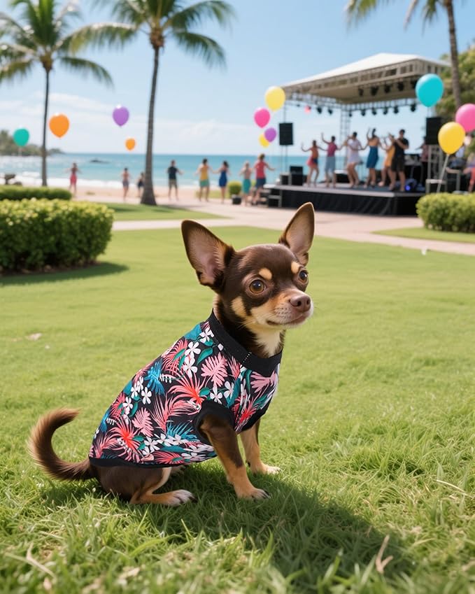 PET SHOW 4 Pack Dog Hawaiian Shirts for Small Medium Dogs UPF 50+ UV Sun Protection Summer Cool Clothes Tank Top Floral Puppy Cats T-Shirts Pet Holiday Party Sleeveless Vest Boy Girl(Medium)