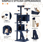 Heavy Duty 70 Inch Cat Tree - Tall Tower with 3 Perches, 2 Condos, Ladders, Sisal Pole & Scratching Posts - Blue