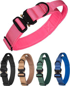 Tactical Dog Collar for Medium Large Dogs, Heavy Duty Dog Collars with Handle, Metal Buckle Dog Training Collar, Thick Large Military Dog Collar for Male. (M, Magenta)