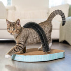 Catstages Scratch & Groom Cat Scratcher with Removable Curved Brush for Self-Grooming Station, Orange