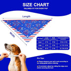 4th of July Dog Bandana for Large X-Large Dogs - Double-Sided Patriotic USA Flag Fireworks Stars Tie-On Scarf, Red White Blue for Boy or Girl Pups, 18-23" Neck