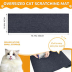 Carpet 78.7"x15.8" Trimmable Cat Scratching Mat for Furniture Protector,Versatile Self-Adhesive Anti Cat Scratch Pad for Couch Protection&Cat Scratcher Tree/Post/Wall/Board/Twine Replacement