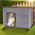 43.3’’ Large Dog House Outdoor Weatherproof Dog Kennel with Upgraded Thickened Metal Frame, Dog Shelter with PVC Curtain, Openable Roof and Removable Floor, Easy to Clean (Grey)