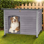 43.3’’ Large Dog House Outdoor Weatherproof Dog Kennel with Upgraded Thickened Metal Frame, Dog Shelter with PVC Curtain, Openable Roof and Removable Floor, Easy to Clean (Grey)