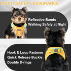 AIITLE Breathable Mesh Dog Vest Harness, No Pull Escape Proof Vest Harnesses with Reflective Bands, Adjustable Plaid Pet Outdoor Harnesses for Small and Medium Dogs Yellow M