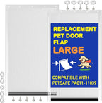 2 Pack Large Dog Door Replacement Flaps with Screws, Compatible with Petsafe Freedom Doggie Doors PAC11-11039 10 1/8" X 16 7/8" Weather Resistant Flexible (Without Bracket-Frosted Transparent)