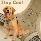 Funfox Dog Harness No Pull, Adjustable Pet Vest Harness, Super Soft Material with Vertical Handle Easy Control, Reflective Night Walking, 2 Leash Clips for Large Dogs, Brown, L
