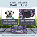 Lucky Love Dog Wide Dog Collar - Adjustable, Durable, Soft Webbing, & Comfortable 1.5 inch Wide Collar for Dogs Male and Female with Strong Buckle - Primrose, Medium