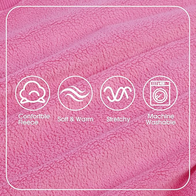 IECOii Dog Fleece Coat Boy Girls, Soft & Warm Sweater for Cold Weather, Stretchy & Comfortable Pajamas Small Sized Dogs, Long Sleeve Dog Jammies for Indoor Outdoor, Machine Washable, Pink, Size M