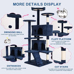 Cat Tree, 54'' Tall with 3 Scratching Posts, 3 Platforms, 2 Condos, for Indoor Cats