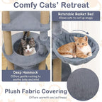 Tangkula Cat Tree for Indoor Cats, 47 Inch Multi-Level Cat Tower with Scratching Posts, Hammock, Basket Bed, Scratcher Ball, Top Perch, Dangling Toy, Cat Climbing Furniture Activity Center (Gray)
