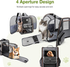 Lekebobor Cat Carrier Backpack, Expandable Pet Carrier with Sun Shade & Full Front Opening, Breathable Mesh Backpack for Small Dogs & Medium Cats Up to 18 Lbs, Foldable for Hiking, Camping (Grey)