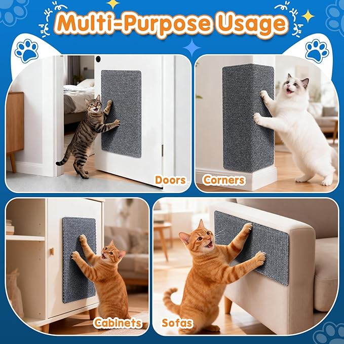 Wall Cat Scratcher for Indoor Cats,23.6x11.8”Corner Cat Scratcher,Cat Scratch Pad Furniture Protector for Door & Wall,Couch, Durable Cat Scratching Board Easy Mount(Grey, 23.6”x11.8”)