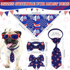 Reginary 120 Pcs 4th of July Dog Bandanas Bulk Dog Bows Set Bow Ties Cat Scarf Colorful Washable Triangle Pet Kerchief Cute Bib for Summer Small Medium Large Pets Grooming Accessories Costume