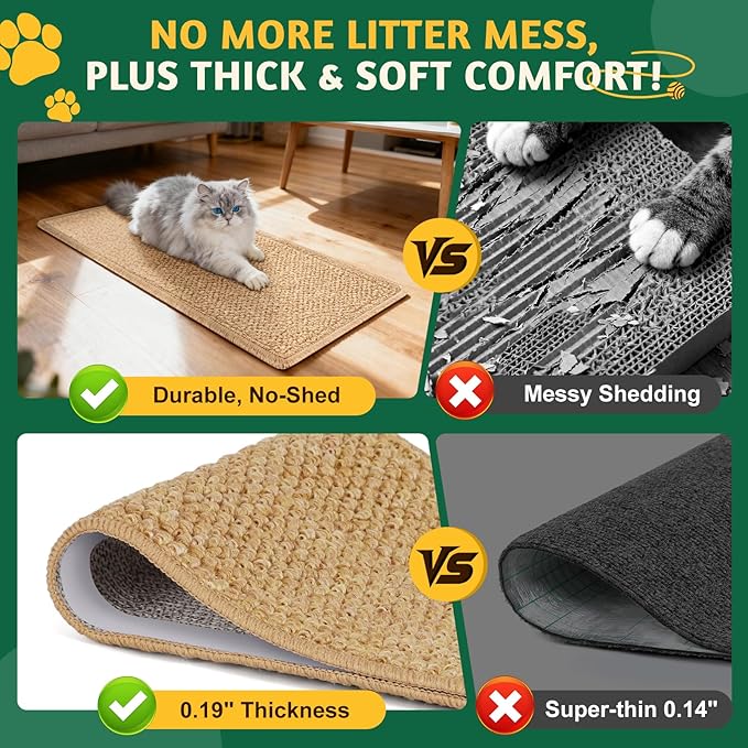 Corner Cat Scratcher | Cat Scratchers Wall Mounted with Faux Sisal & Carpet Pad, 23.6x11.8 Inch Furniture Protector for Indoor Cats to Protect Couches & Walls