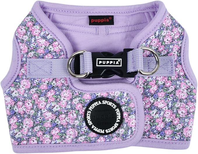 Puppia Kealoha Dog Vest Harness B (Step-in) Fashionable Flower Pattern Spring Summer Harness for Small and Medium Dogs, Violet, X-Large