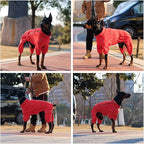 Lovelonglong Warm Dog Coat, Windproof Dog Jacket for Small Medium Large Dogs, 4 Legged Fleece Dog Winter Coat Zippered Closure Dog Outdoor Jacket Red M