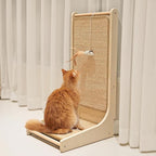 PETKARAY Cat Scratcher, Sisal Cat Scratch Pad, L Shape Scratching Board for Indoor Kitty, Floor Mounted Scratcher with Mouse Toy Catnip