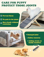Dog Ramp Dog Stairs for Small Dogs Foldable Dog Ramp with 4 Adjustable Heights from 7.48'' to 15.35" Wood Pet Ramp with Non Slip Carpet Portable Puppy Ramp for Couch, Sofa, Low Bed