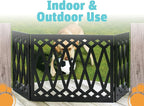 Etna 3-Panel Diamond Design Wood Pet Gate - Decorative Black Tri Fold Dog Fence for Doorways, Stairs - Indoor/Outdoor Pet Barrier - 24-48 Inches Wide x 19 Inches Tall