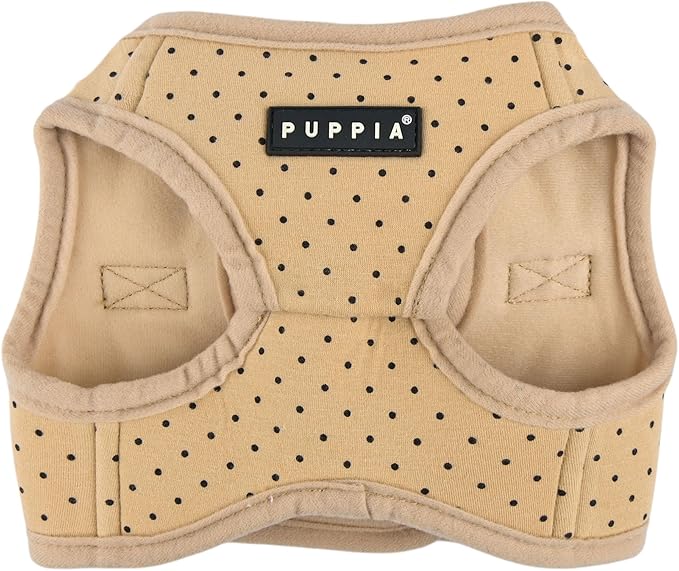 Puppia Dotty Dog Vest Harness B (Step-in) Fashionable Polka Dot Pattern Spring Summer Harness for Small Dogs, Beige, Large