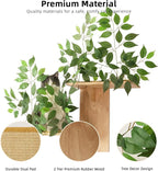 Meowoou Cat Wall Shelves with Leaves, 2 Platform Cat Wall Furniture, Cat Tree Shelves, Rubber Wood Wall Perch with Mat, Bridge for Climb, Nap, Play, Decor